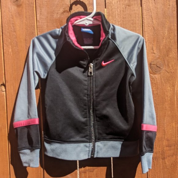 Girls Tri-Color Nike Track Jacket Black Gray & Pink (3T) - Picture 1 of 4